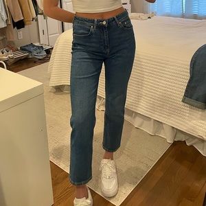 High waist straight ankle jeans